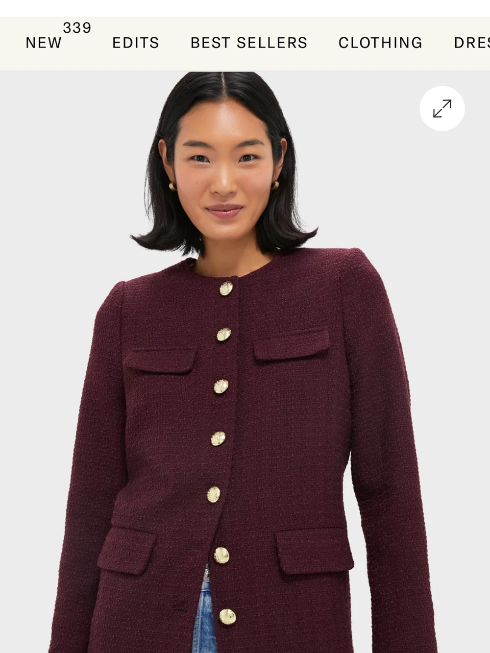 Pomander Place Textured Button-Front Jacket with Gold Buttons